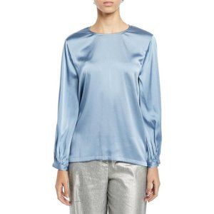 NWOT Eileen Fisher Silk Blouse Light Steely Blue